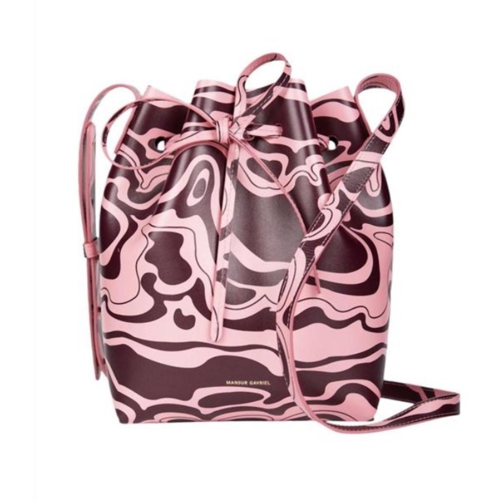 NWT Mansur Gavriel Mini Bucket Bag in Marble Flamingo/Plum